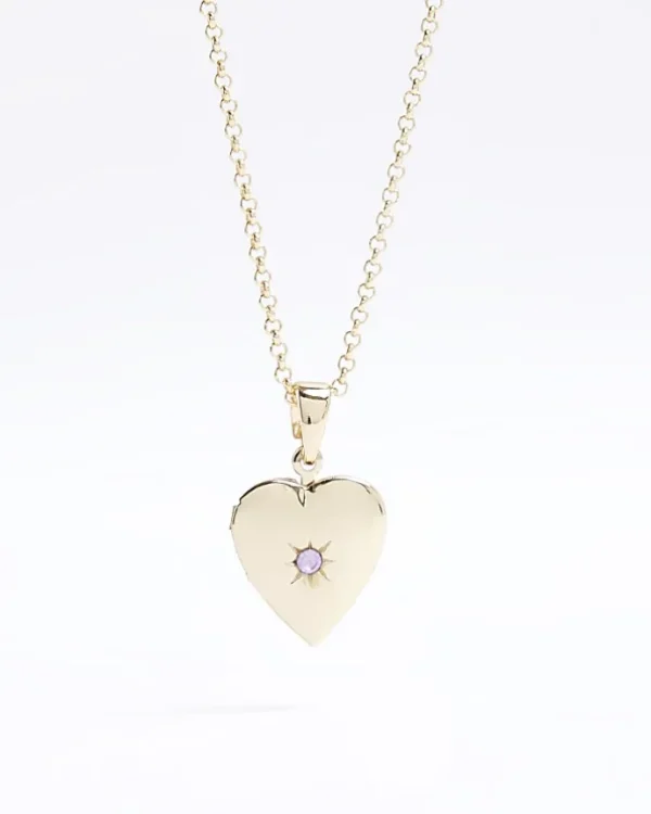 Gold June Birthstone Heart Necklace