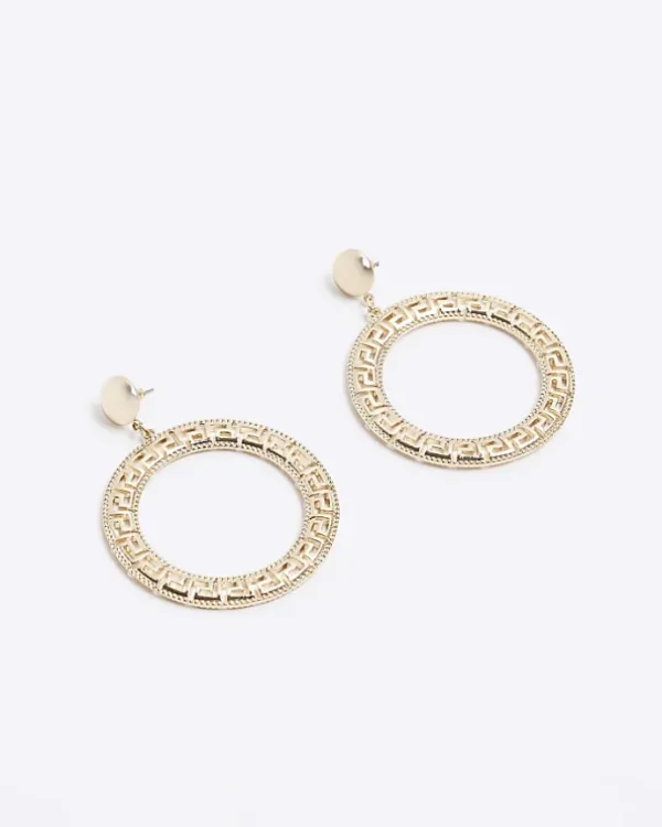 Gold Monogram Cut out Open Earrings