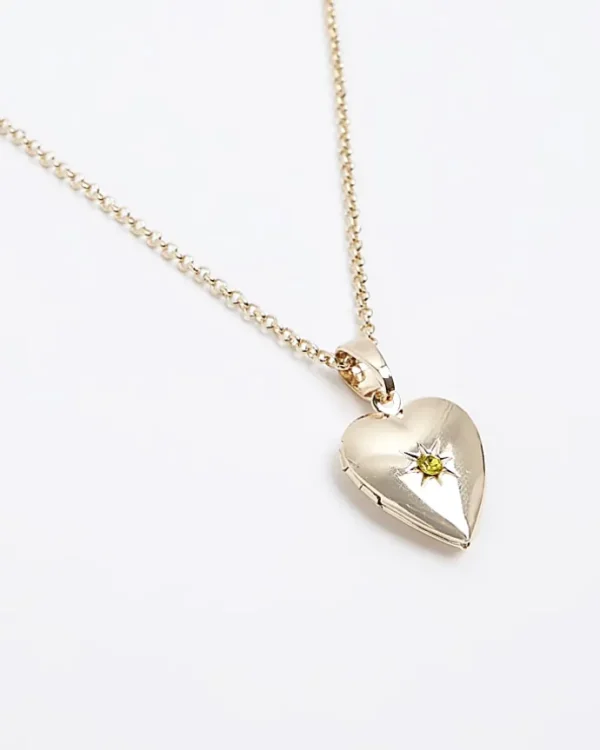 Gold November Birthstone Heart Necklace