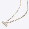 Gold plated T bar necklace