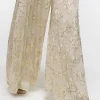 Gold plisse glitter wide leg trousers