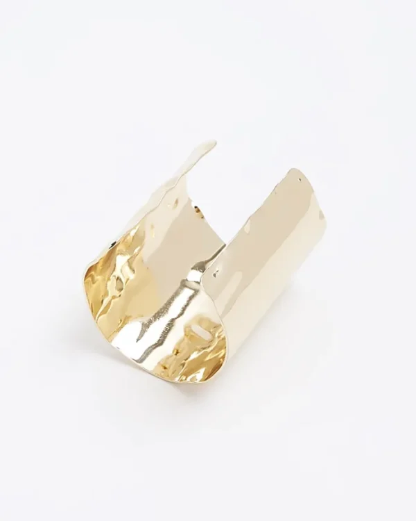 Gold sculpted cuff bracelet