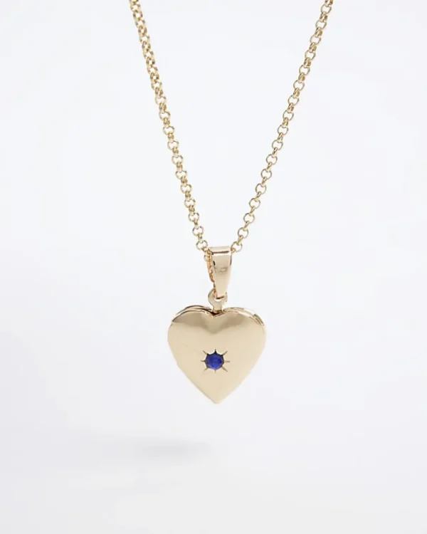 Gold September Birthstone Heart Necklace