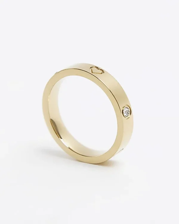 Gold Stainless Steel Embellished Ring