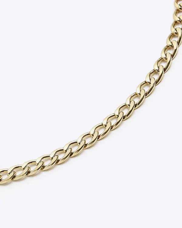 Gold steel chain necklace