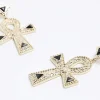 Gold Textured Cross Drop Earrings