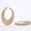 Gold Textured Flat Hoop Earrings