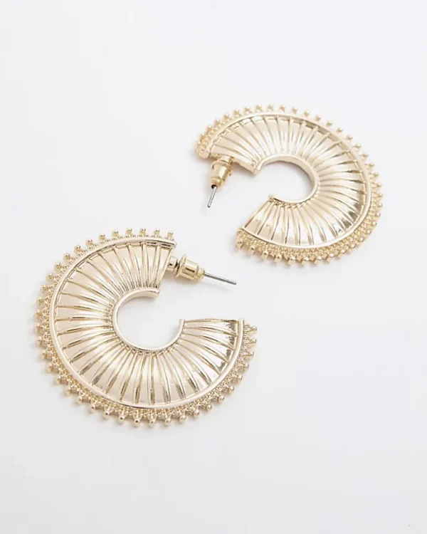 Gold Textured Hoop Earrings Multipack