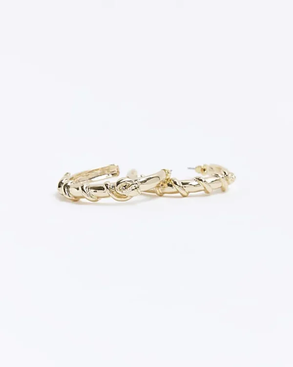 Gold twist hoop earrings