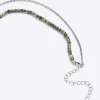 Green beaded multirow necklace