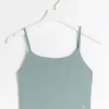 Green crop vest top