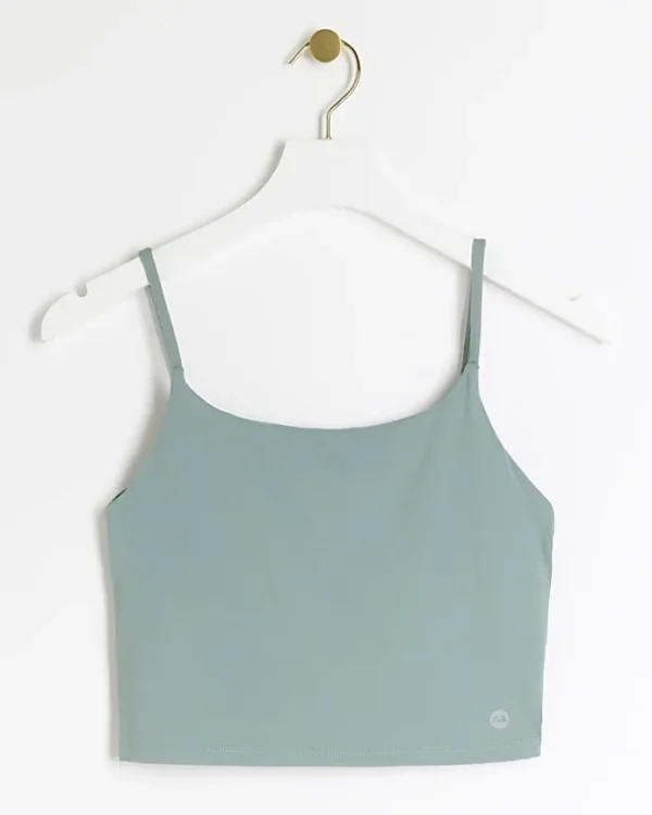 Green crop vest top