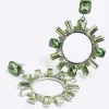 Green diamante open circle stud earrings