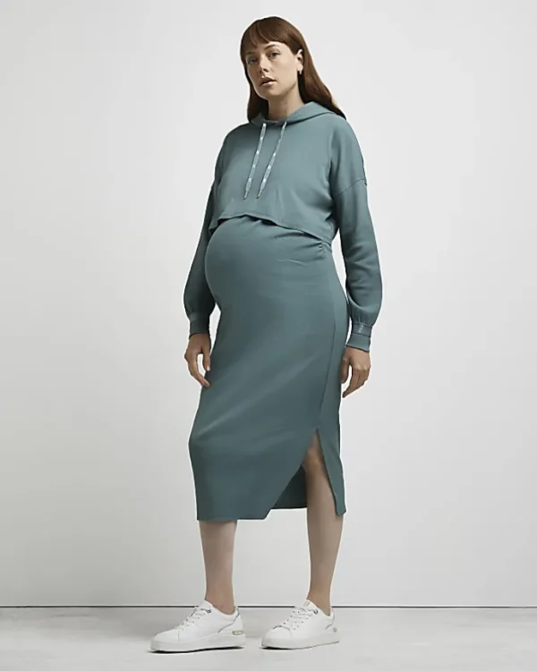 Green maternity dress and jumper set