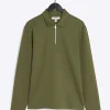 Green regular fit half zip polo