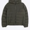 Green regular fit hooded puffer jacket