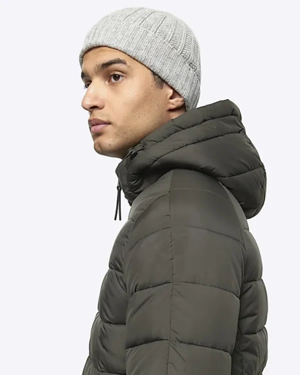 Green regular fit hooded puffer jacket