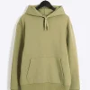 Green regular fit plain hoodie