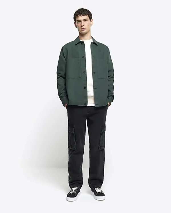 Green regular fit pocket overshirt