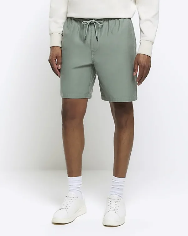 Green regular fit pull on shorts