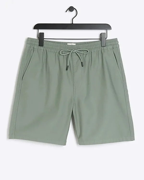 Green regular fit pull on shorts