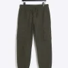 Green slim fit ripstop cargo trousers