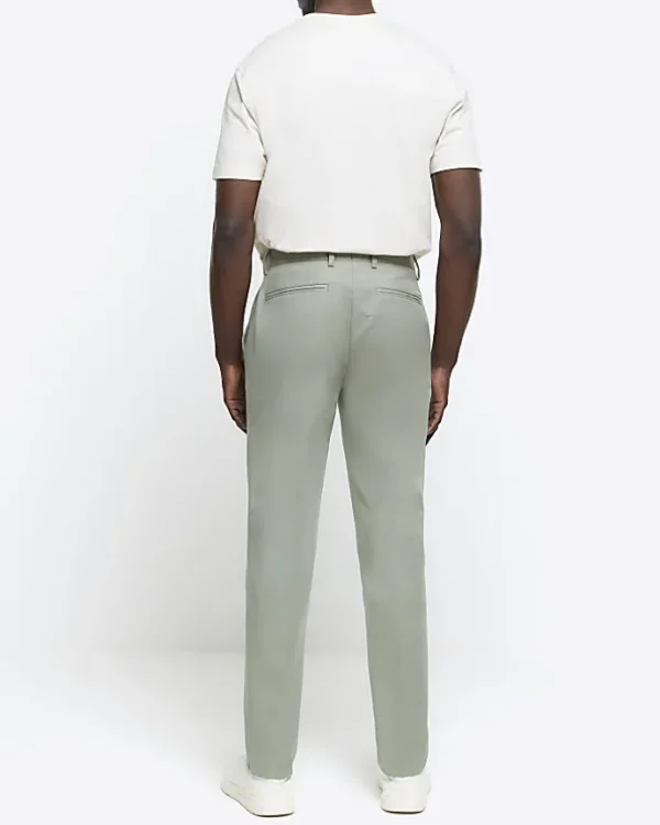 Green slim fit smart chino trousers