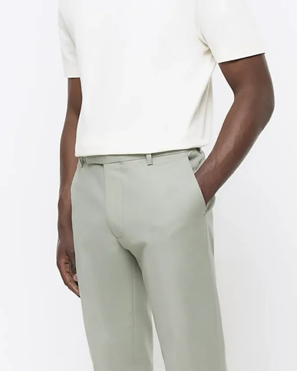 Green slim fit smart chino trousers