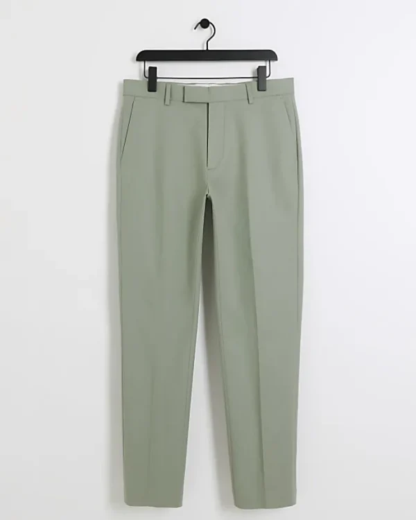 Green slim fit smart chino trousers