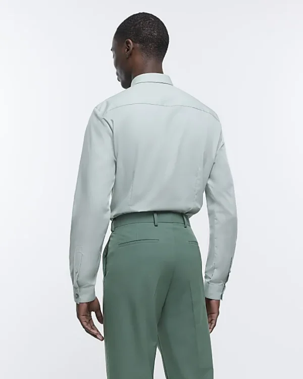 Green slim fit smart shirt