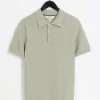 Green slim fit textured knit polo