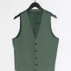 Green slim fit waistcoat