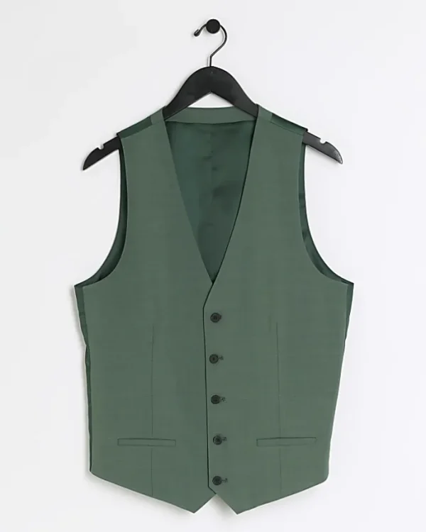 Green slim fit waistcoat