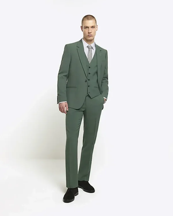 Green slim fit waistcoat