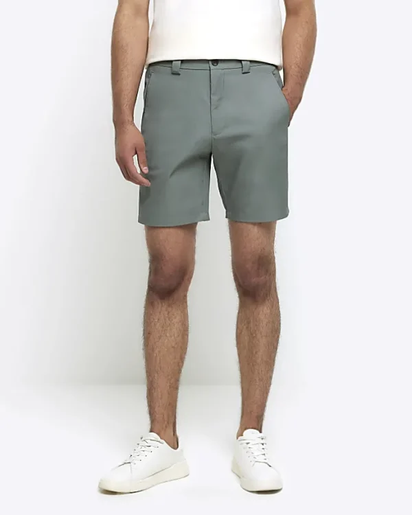 Green tapered fit shorts