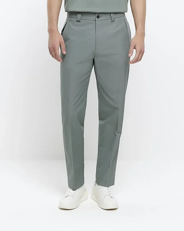 Green tapered fit smart trousers