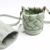 Green weave bucket cross body bag