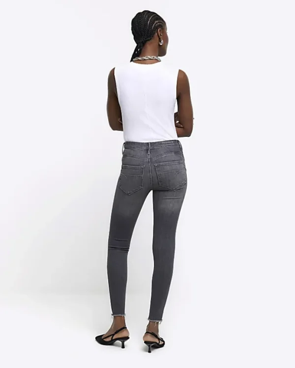 Grey high waisted bum sculpt ripped jeggings