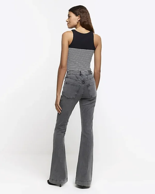 Grey high waisted tummy hold flared jeans