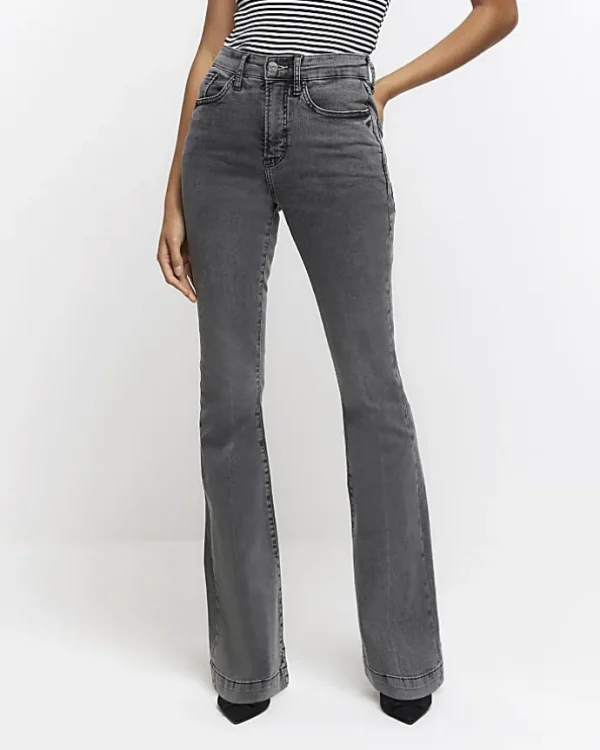 Grey high waisted tummy hold flared jeans