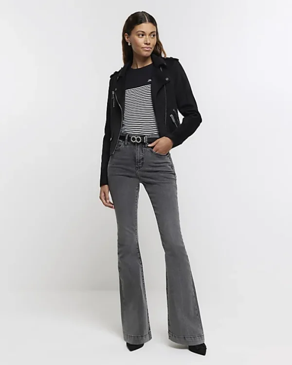 Grey high waisted tummy hold flared jeans