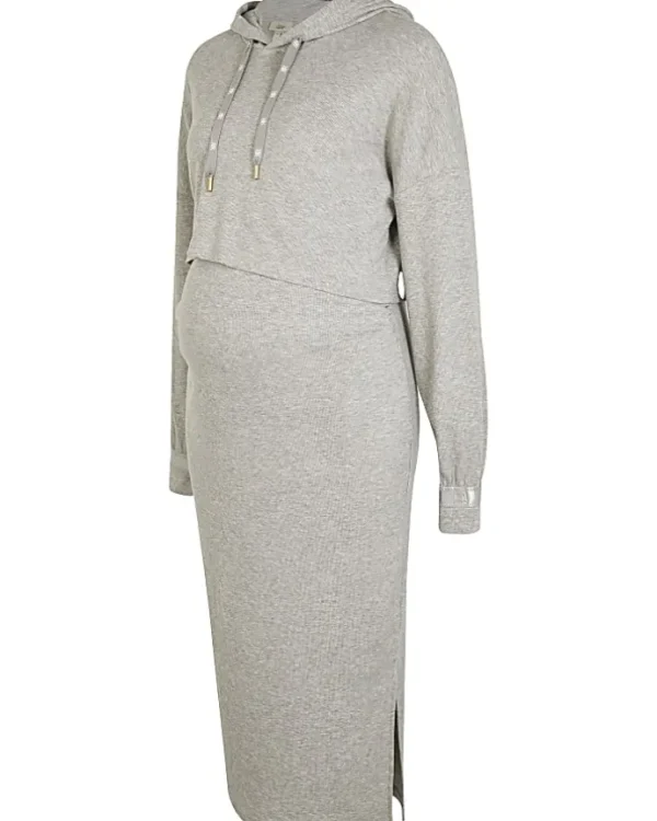 Grey maternity dress and jumper set