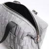 Grey quilted webbing travel bag