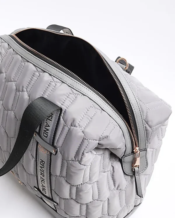 Grey quilted webbing travel bag