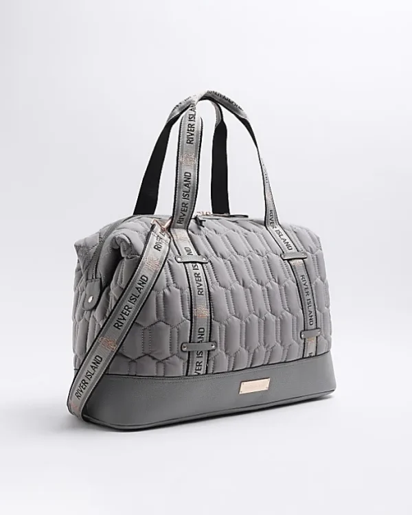 Grey quilted webbing travel bag