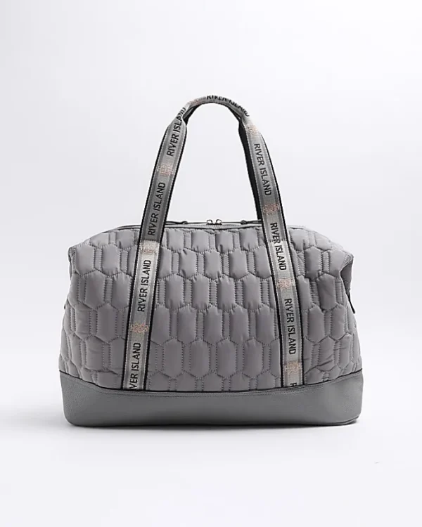 Grey quilted webbing travel bag