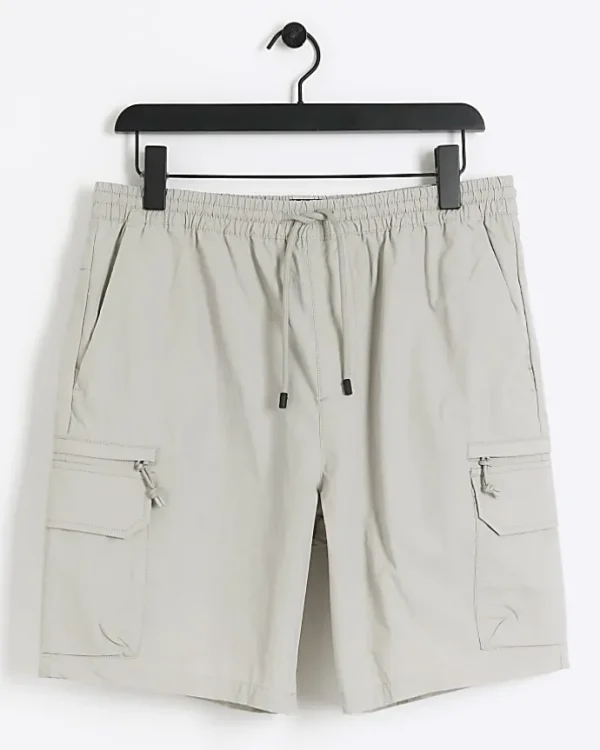 Grey regular fit cargo shorts