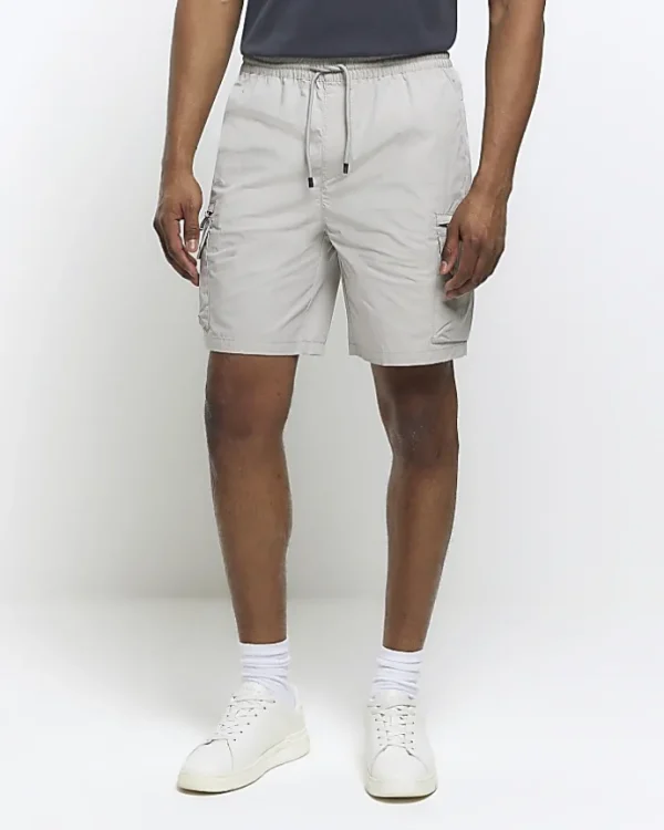 Grey regular fit cargo shorts