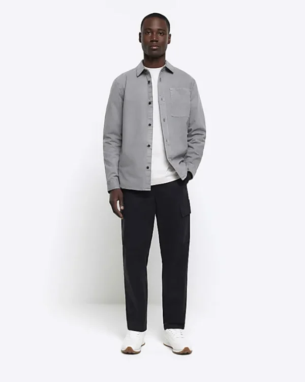 Grey regular fit chest pocket shirt