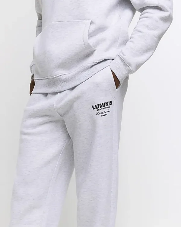 Grey regular fit graphic tracksuit joggers